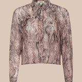 Cosette Crop Hi Low Shirt in Western Snake Print