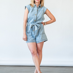 Ulyssa Romper in Bleached Blue - Lukka Boutique