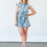 Ulyssa Romper in Bleached Blue - Lukka Boutique