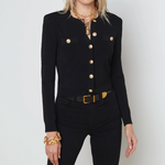Toulouse Crop Crewneck Cardigan in Black - Lukka Boutique