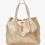 Luna Tote in Platinum Metallic/Camel - Lukka Boutique