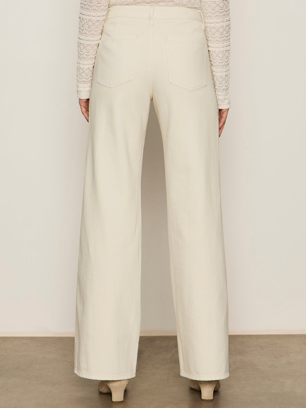 Cadence Shimmer Stripe Pant in Vanilla Creme - Lukka Boutique