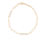 Paper Clip Bracelet With 3 Inlayed Diamond Links