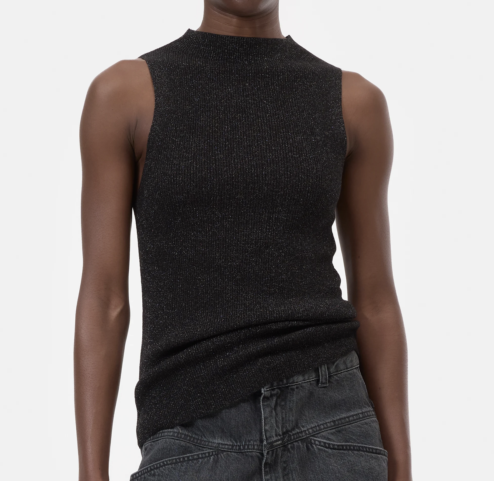 Sleeveless Top Lurex in Black - Lukka Boutique