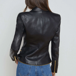 Ottilie Leather Blazer in Black - Lukka Boutique