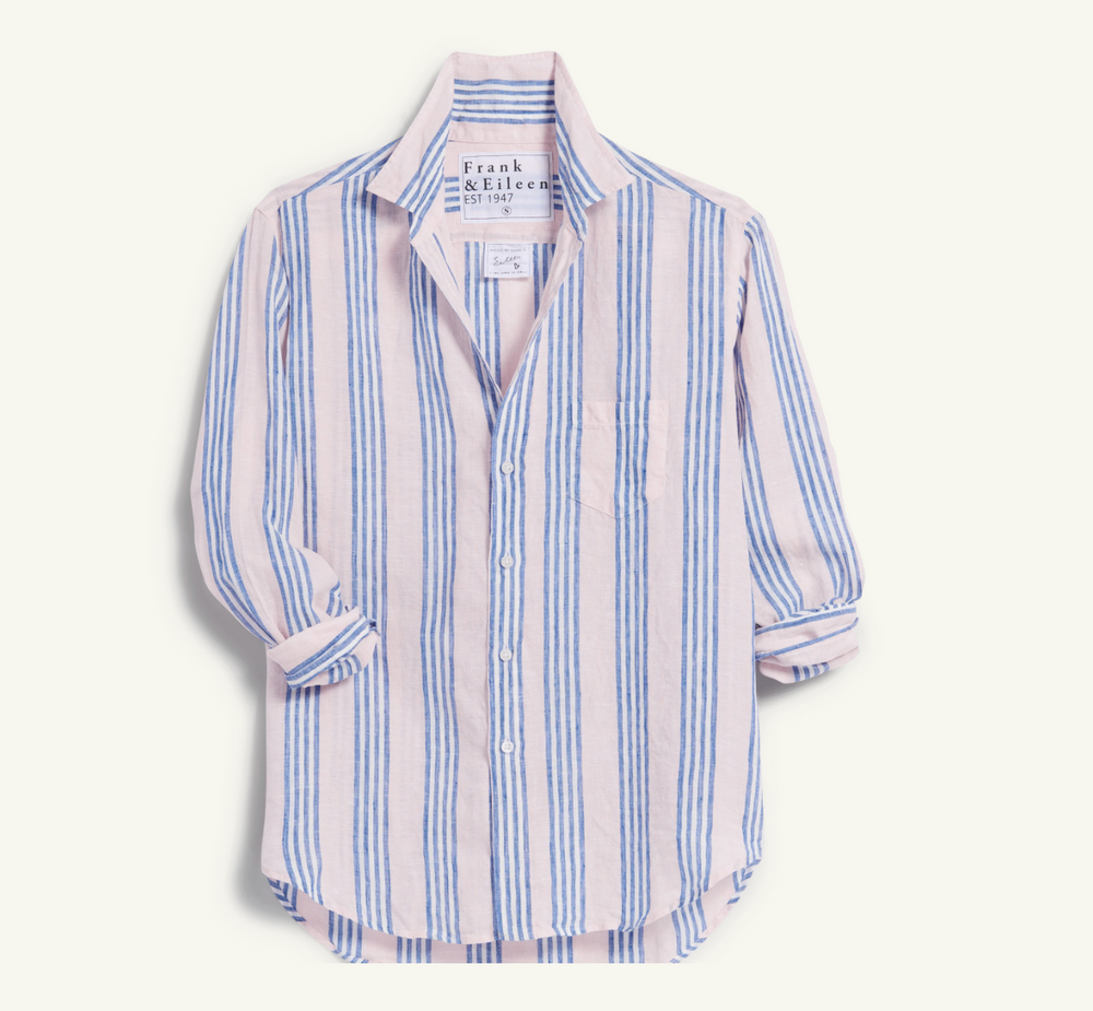 Eileen Relaxed Button-Up Shirt in Pink Multi Stripe