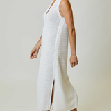 Crochet Midi Dress in White