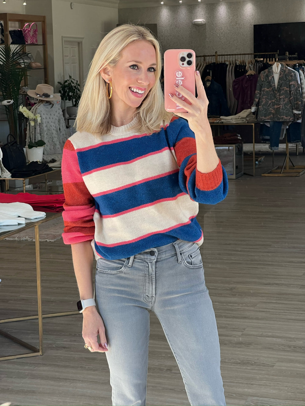 Ruched Sleeve Print Top